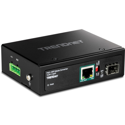 TRENDnet TI-PF11SFP Industrial Gigabit SFP Media Converter, IP30, DIN rail or wall mount